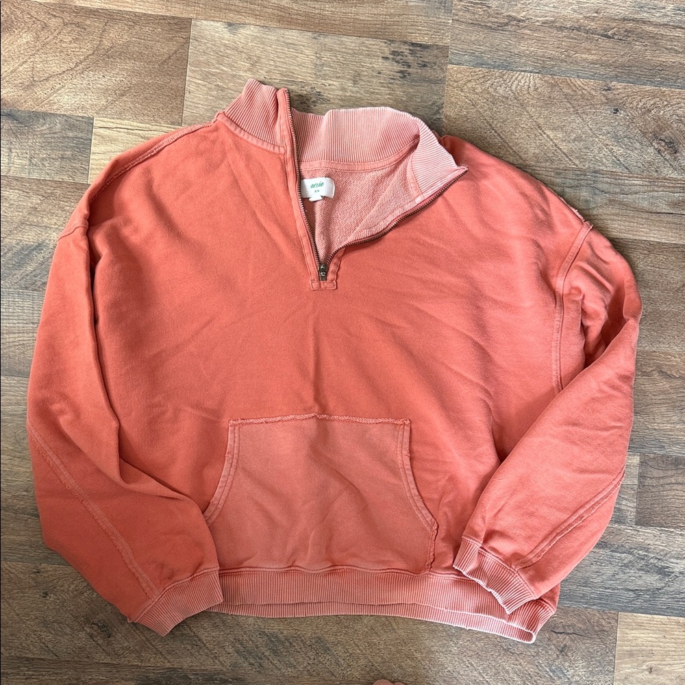 Aerie Orange Half-Zip Pullover Sweatshirt